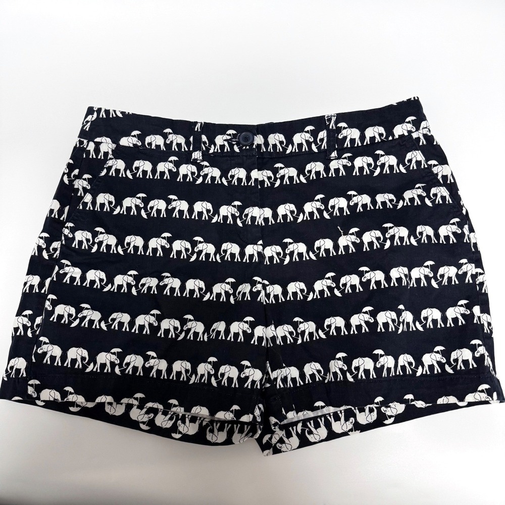 Crown & Ivy Navy Elephant Print Chino Shorts Womens 10